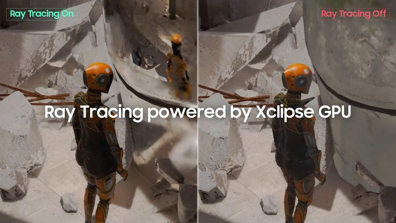 Ray tracing on and off in the Xclipse GPU demo. Source: Samsung’s official channel.