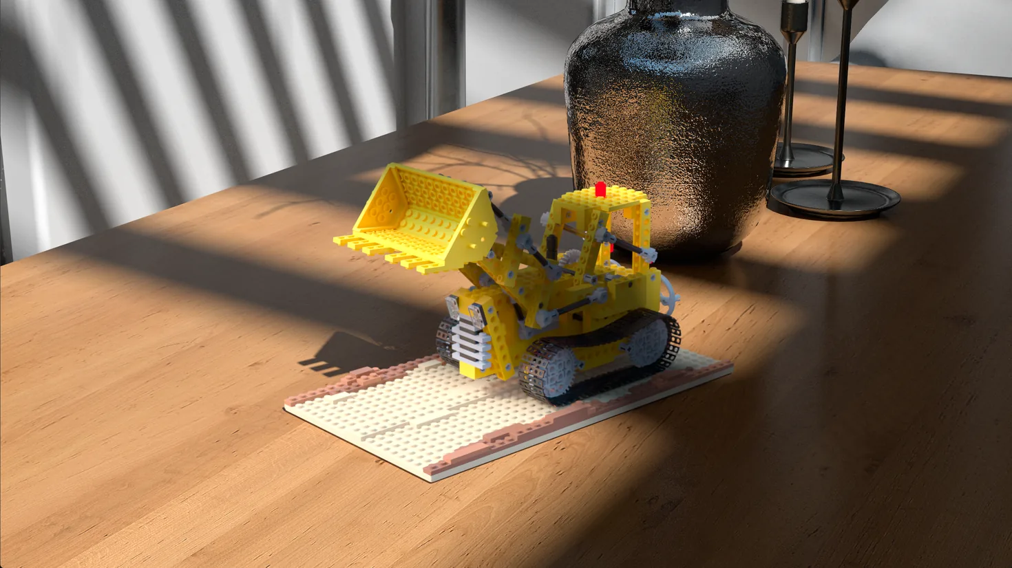 A capture rendered as ray-traced Gaussians, taking light and shadow from the scene it sits in.